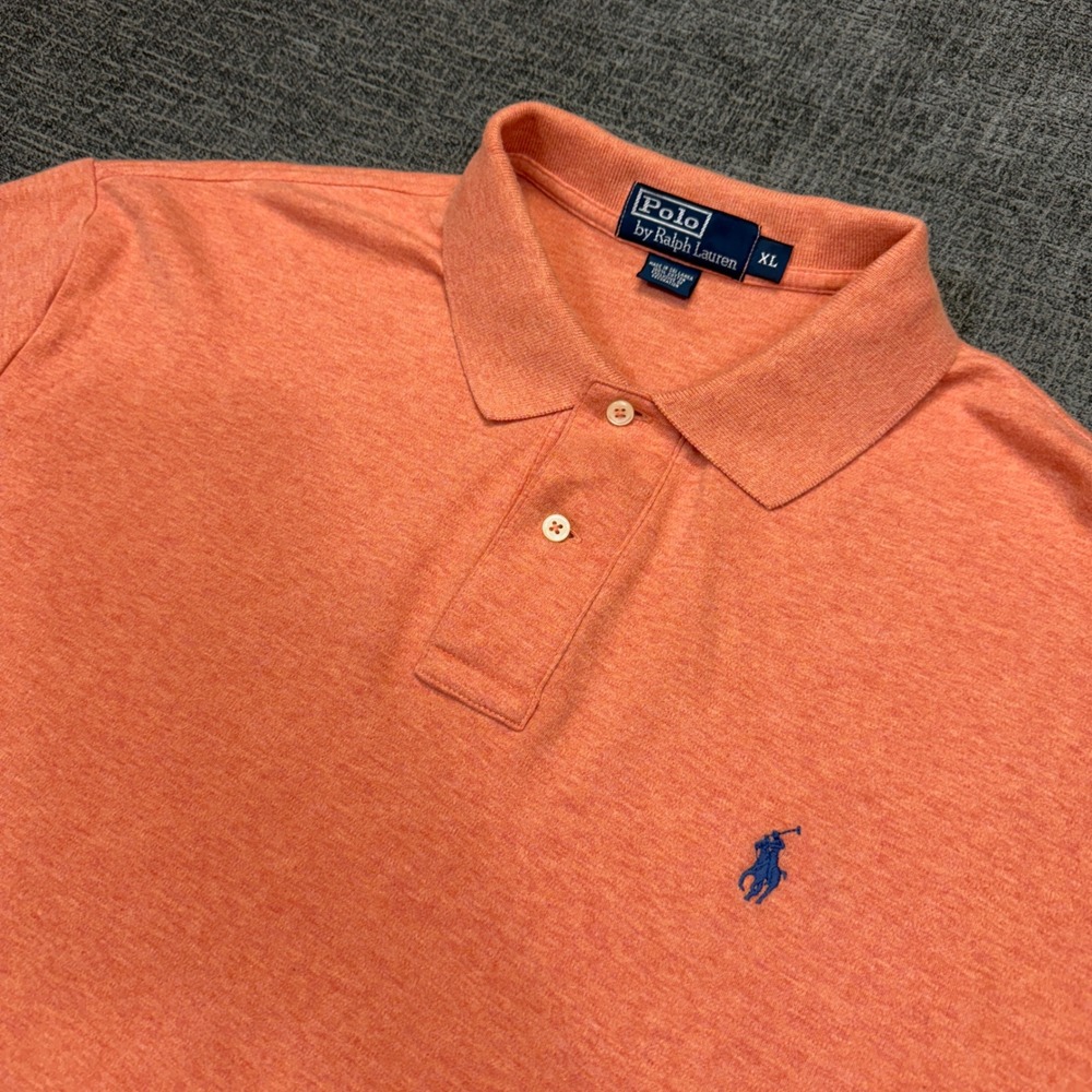 Polo Ralph Lauren Polo Shirt Mens XL Orange Heather Short Sleeve Cotton Pony
